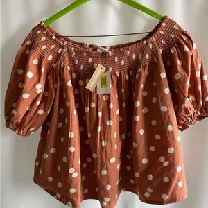 Roller Rabbit Brown and White Polka Dot Blouse